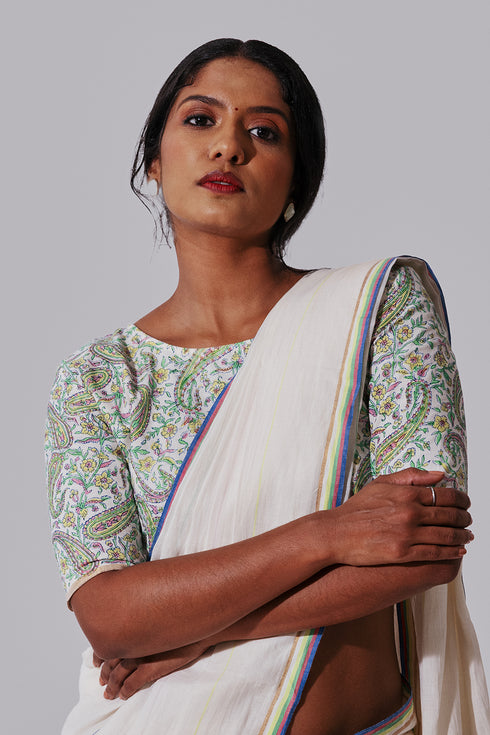 MUKKUTTI CHELA with Paisley Hand Block Printed Blouse